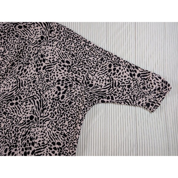 ASOS Tunic Top Womens 12 Pink Black Animal Print Button Up Dolman - Picture 6 of 10